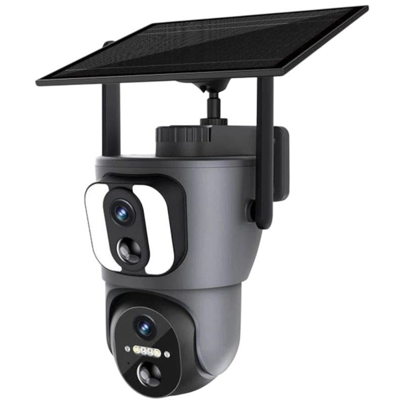 Cámara Escam QF390 1080p Lente Dual WiFi Panel Solar Negro - Cámara de seguridad