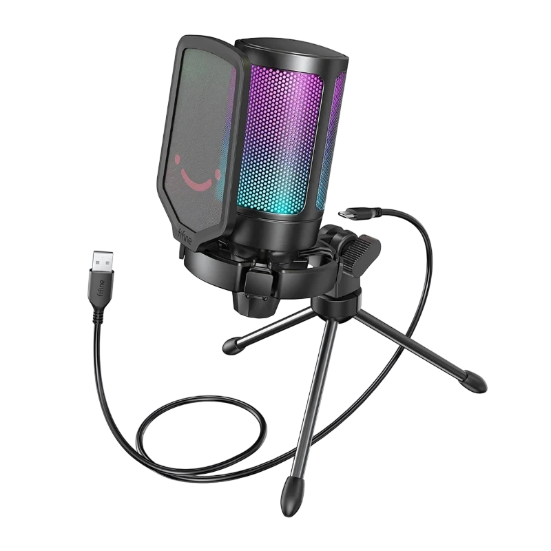 Fifine A6V RGB Negro - Micrófono gamer