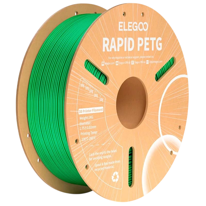 ELEGOO Rapid PETG Verde para Impresoras 3D FDM - Filamento 1.75mm Bobina de 1kg