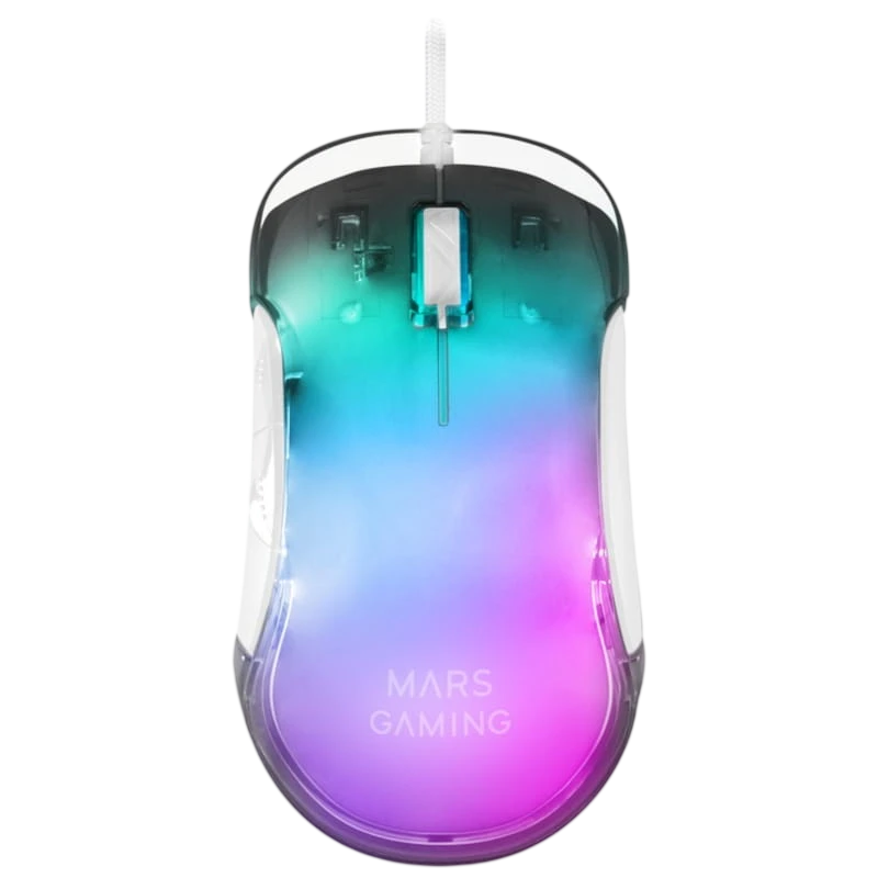 Mars Gaming MMGLOWW USB RGB Blanco - Ratón Gaming - 12800 DPI