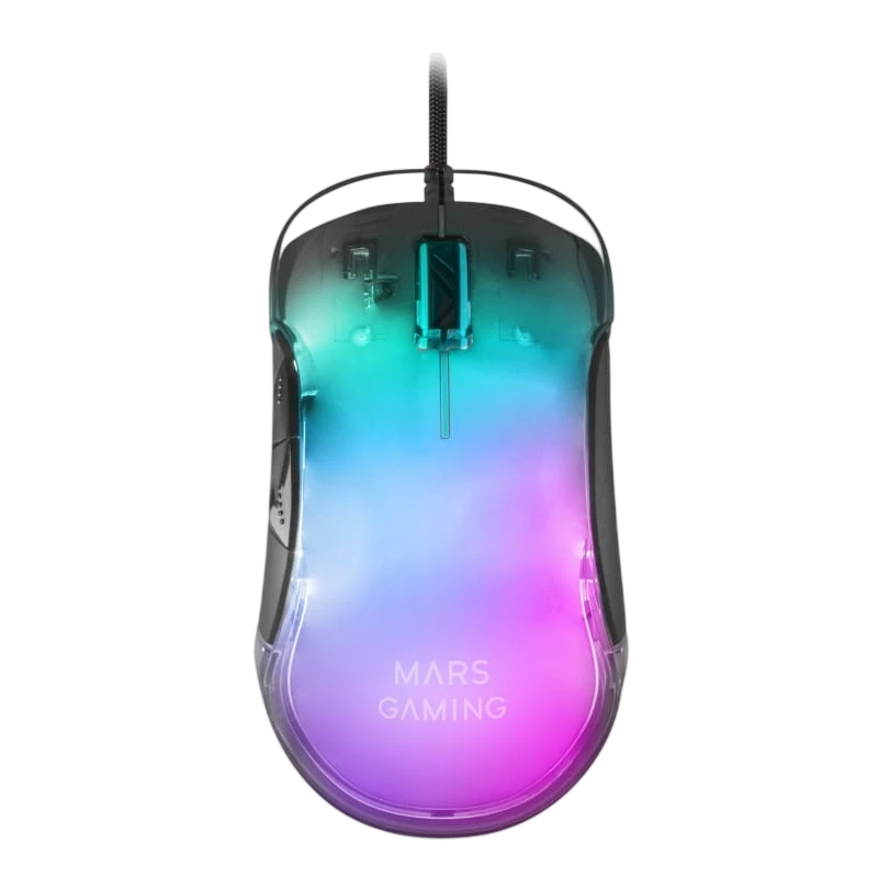 Mars Gaming MMGLOW USB tipo A - Ratón Gaming RGB Chroma Glow - Negro - 12800 DPI