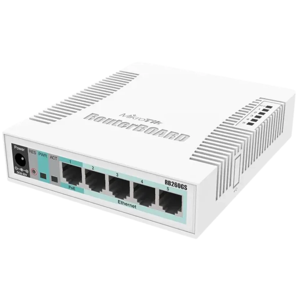 Mikrotik RB260GS - Switch compacto 5 puertos Gigabit Ethernet y 1 bahía SFP 1 Gbps