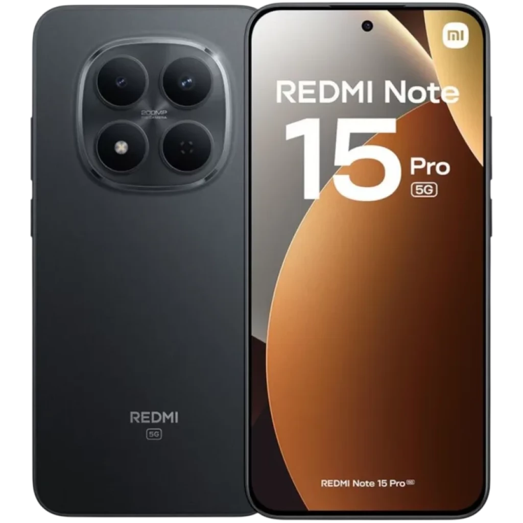 Xiaomi Redmi Note 15 Pro 5G 8GB/256GB Negro con pantalla perforada, marco fino y módulo de triple cámara trasera grande con flash en acabado mate elegante