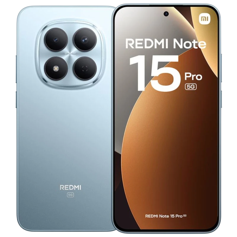 Xiaomi Redmi Note 15 Pro 5G 12GB/512GB Azul con pantalla perforada, marco fino y módulo de triple cámara trasera grande con flash en acabado mate elegante