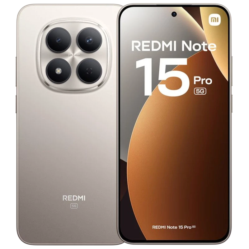 Xiaomi Redmi Note 15 Pro 5G 12GB/512GB Titanio con pantalla sin bordes y perforación central, módulo trasero con cuatro cámaras y acabado titanio mate