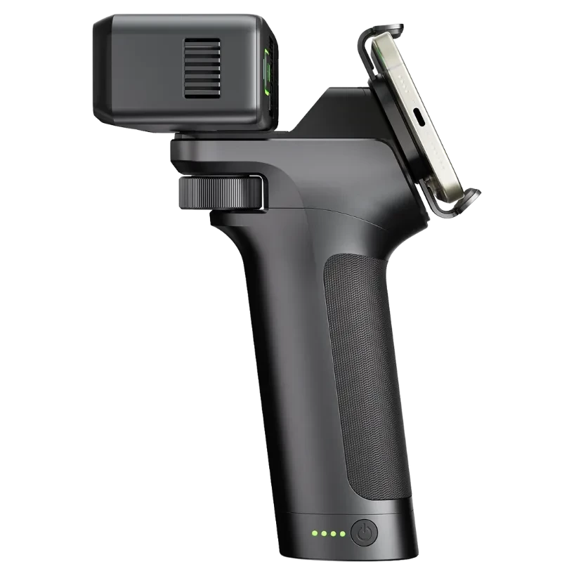 Escaner Creality Otter Lite/Babic con empuñadura ergonómica, cuerpo negro mate, indicador LED de batería, botón de encendido y soporte lateral para