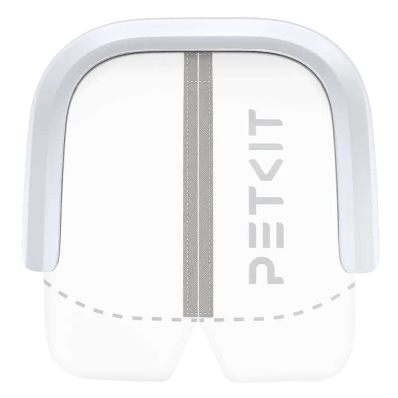 Vista frontal de la PETKIT Cortina magnética antipolvo 2.0, con logo de la marca y color blanco