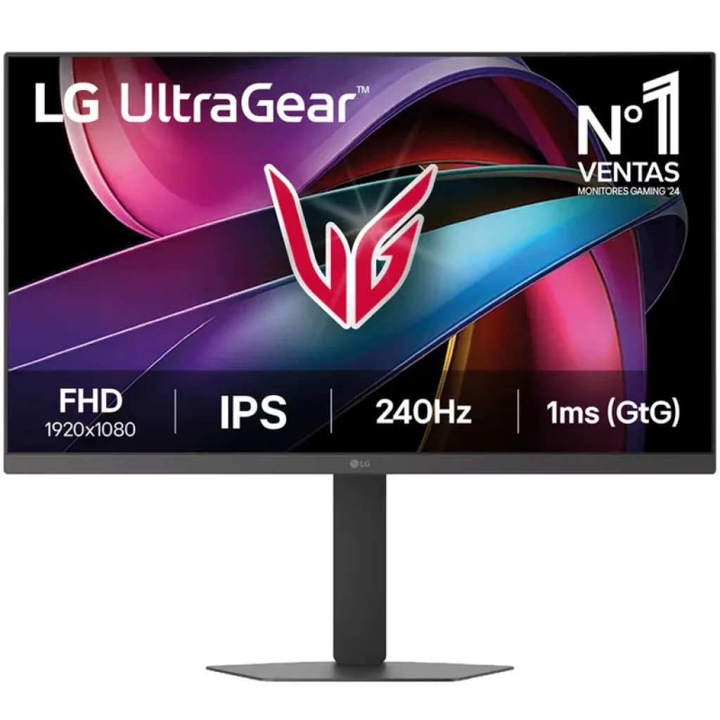LG UltraGear 27G440A 27 pulgadas, panel IPS FHD 1920x1080, 240Hz, 1ms GtG, sRGB 99%, biseles finos y soporte negro minimalista