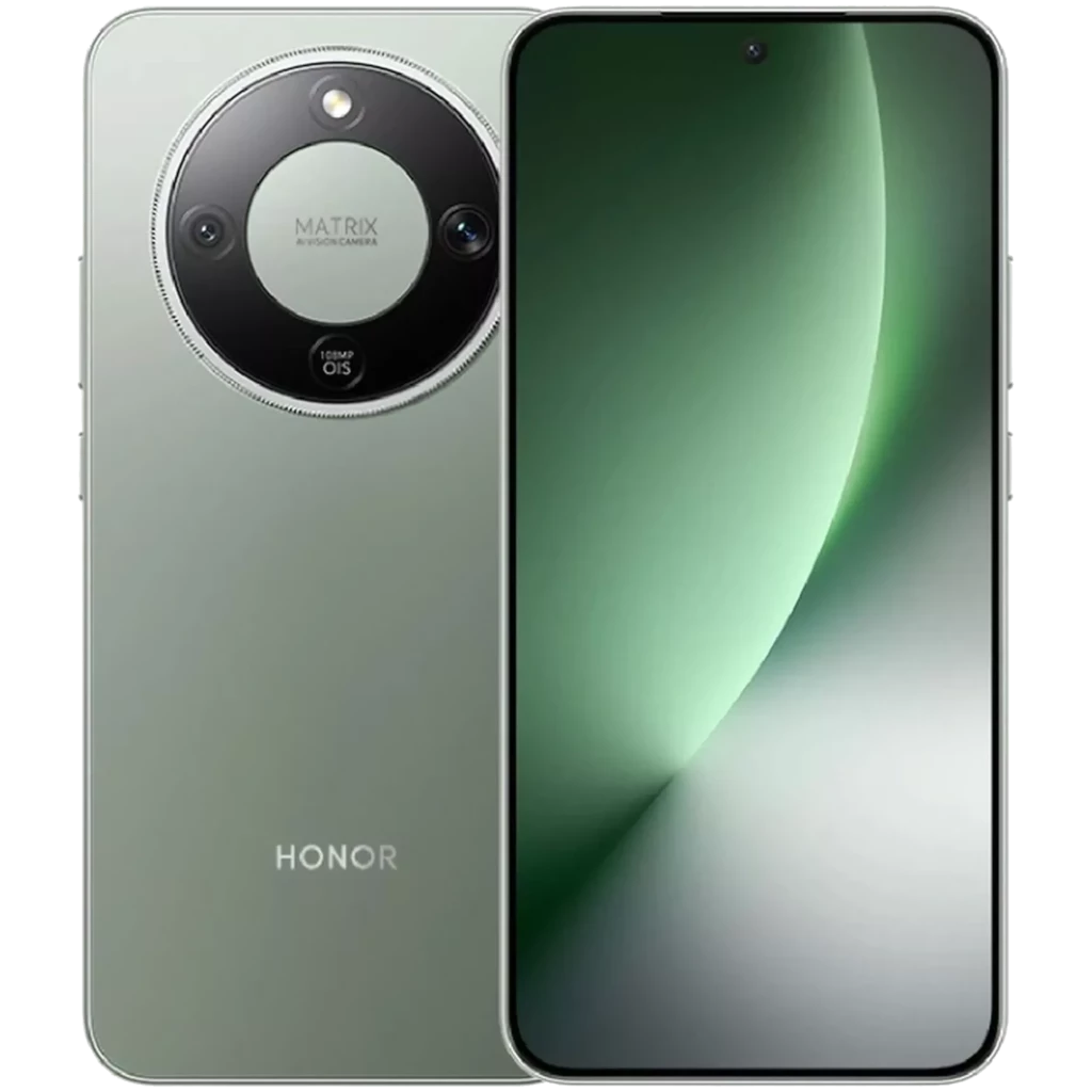 Honor Magic8 Lite 5G verde con pantalla 6.79 pulgadas casi sin bordes, cámara trasera circular triple con anillo Matrix y frontal perforada centrada