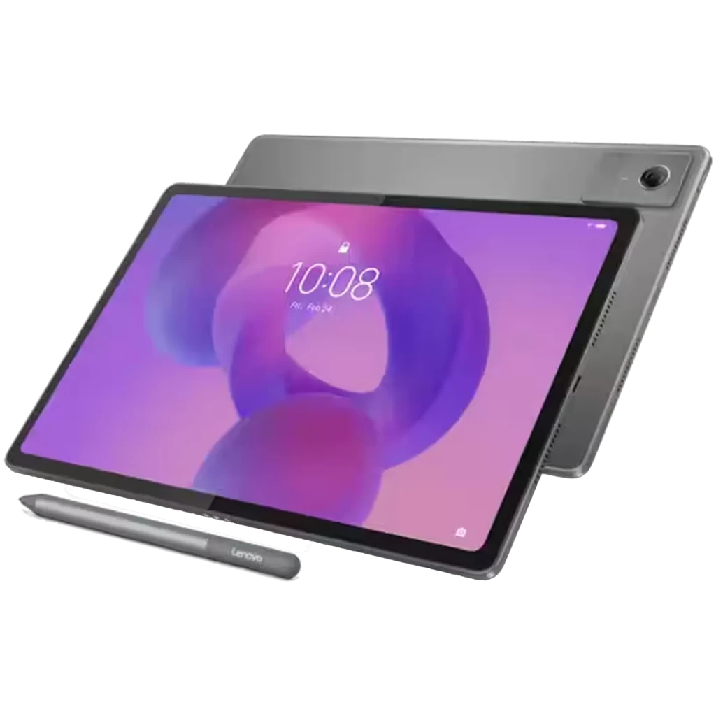 Lenovo Idea Tab Plus 12.1 pulgadas, pantalla amplia con biseles finos, cuerpo gris metálico, cámara trasera única, 8GB RAM, 256GB, stylus incluido, IA