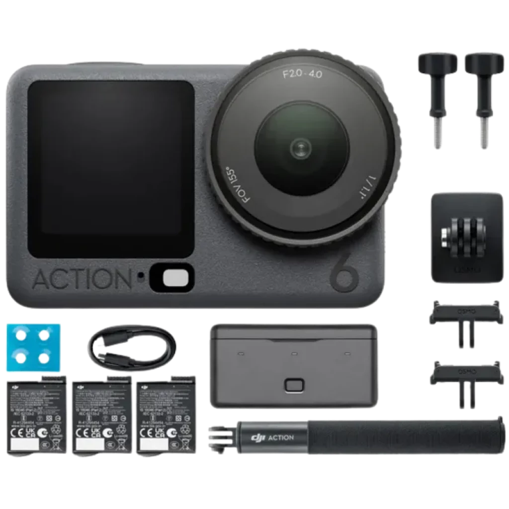 DJI Osmo Action 6 Adventure Combo - Cámara de acción con sensor cuadrado 1/1.1", apertura variable f/2.0-f/4.0 y vídeo 4K/120fps