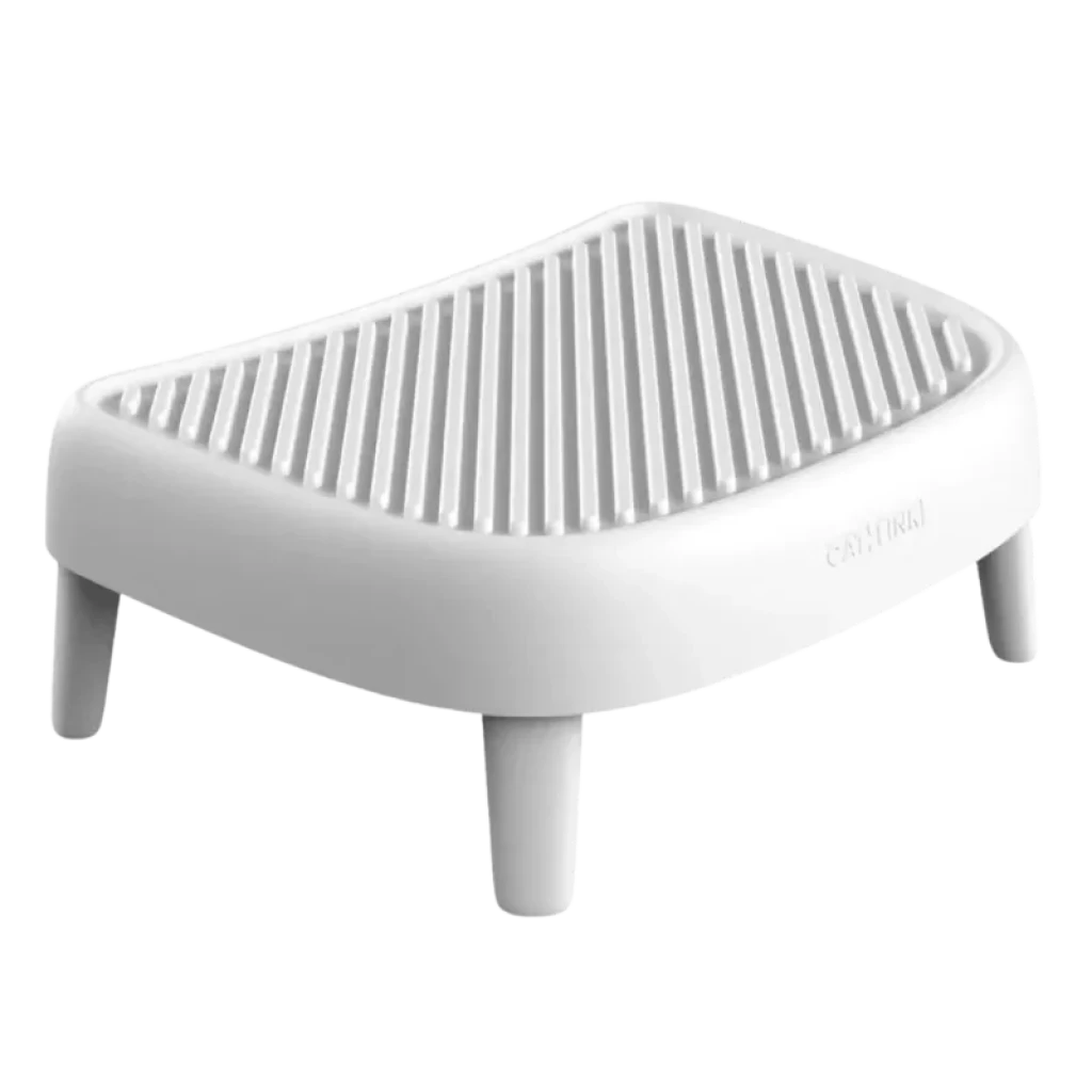 Escalera para Arenero CATLINK Open-X Blanco, plataforma antideslizante con ranuras, cuatro patas estables y diseño compacto en plástico resistente