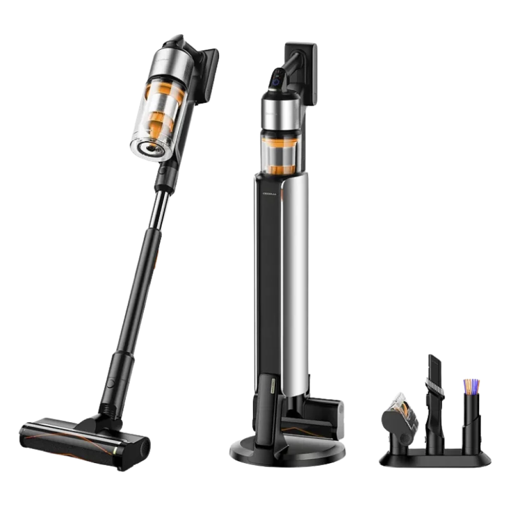 Aspiradora escoba Deerma Z50 Combo con estación de autovaciado y principales accesorios en color negro