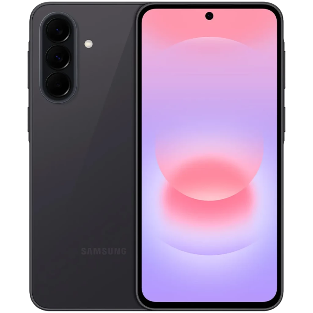 Samsung Galaxy A37 5G negro con pantalla infinita perforada, marco delgado y triple cámara trasera vertical; diseño elegante, 256GB y 8GB RAM