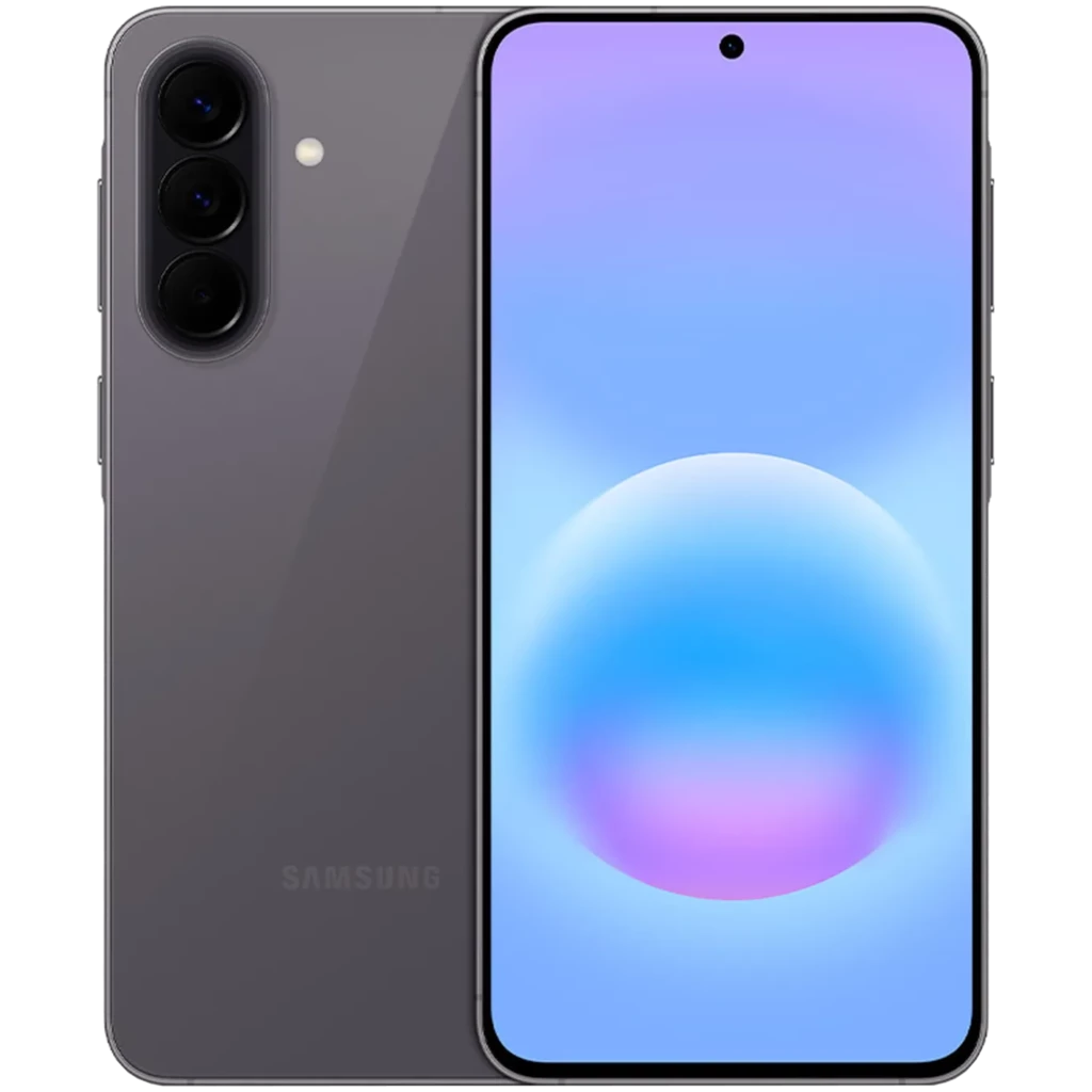 Samsung Galaxy A57 5G gris con pantalla de 6.6 pulgadas, triple cámara trasera con sensor principal de 50 MP, frontal en orificio centrado, 8 GB RAM y 256 GB
