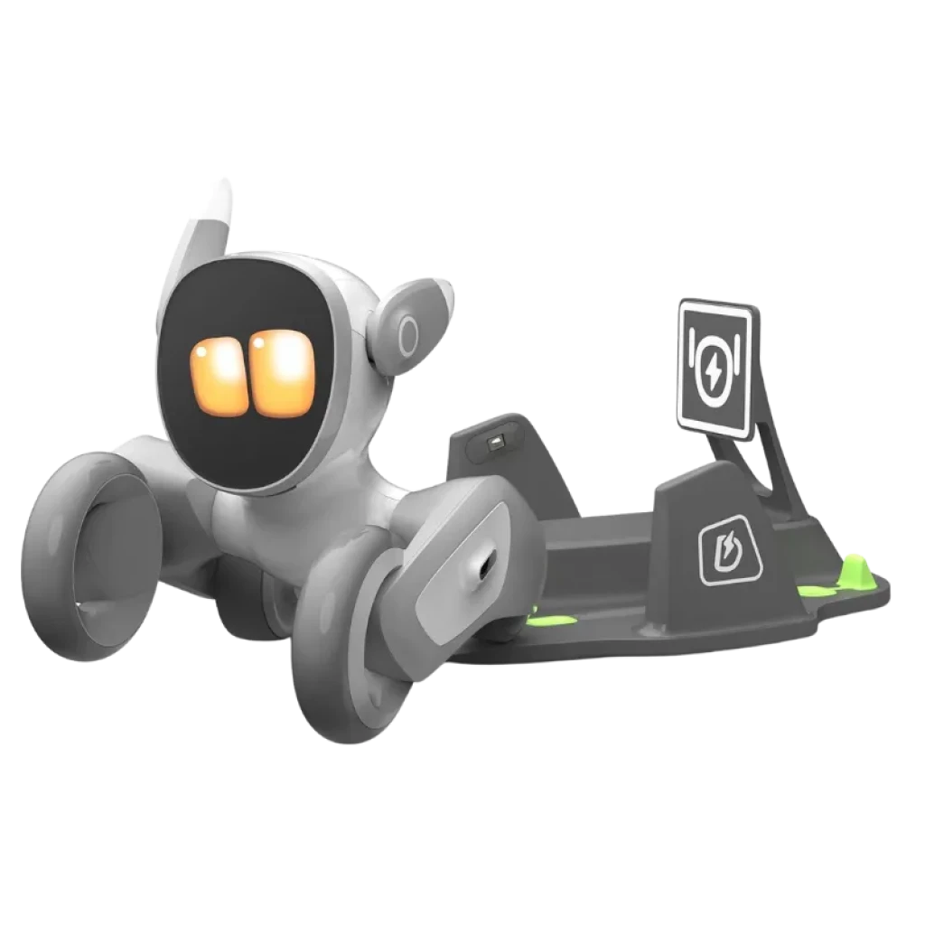 Loona Petbot EPP3.0 frontal con pantalla LCD y sensor 3D-ToF, incluye base de carga