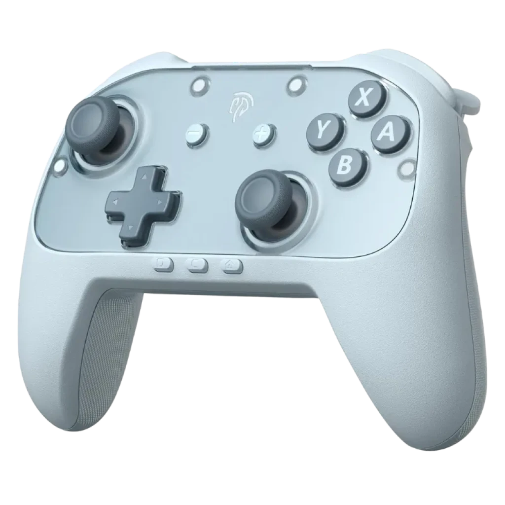EasySMX S10 Lite Azul, gamepad ergonómico con carcasa azul claro, sticks dobles, cruceta gris, botones ABXY resaltados y gatillos superiores texturizados