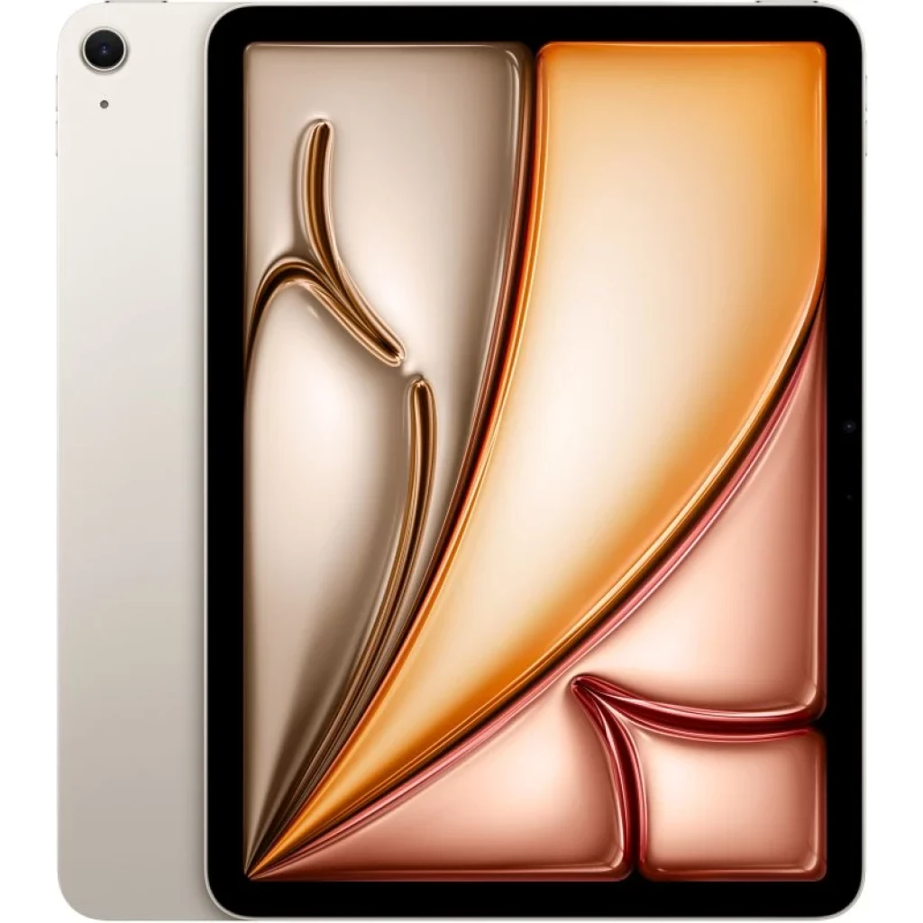 Apple iPad Air M4 2026 13 pulgadas 1TB WiFi color Blanco Estrella con marco negro, cámara trasera única y pantalla con bordes finos y diseño fluido
