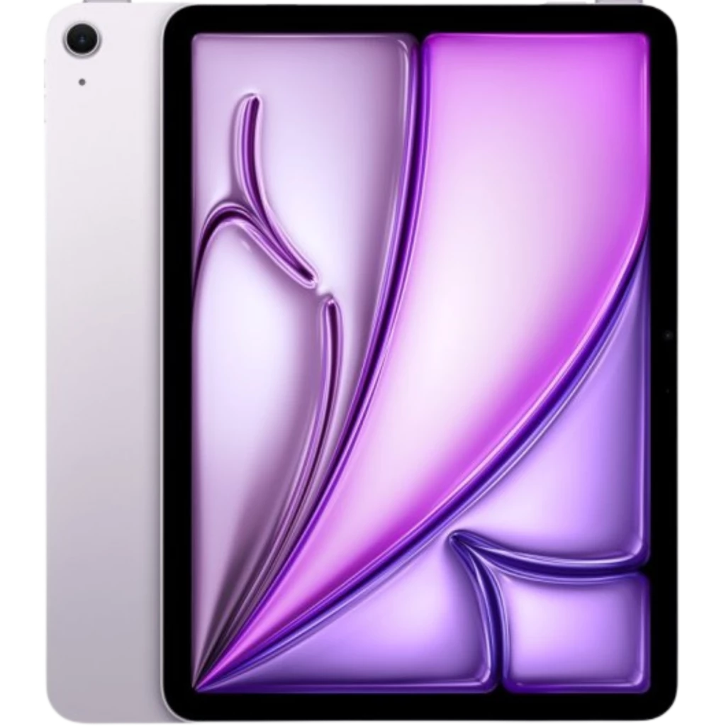 Apple iPad Air M4 2026 13 pulgadas 1TB WiFi color morado con biseles delgados, cámara trasera única y pantalla con fondo púrpura brillante y bordes curvos