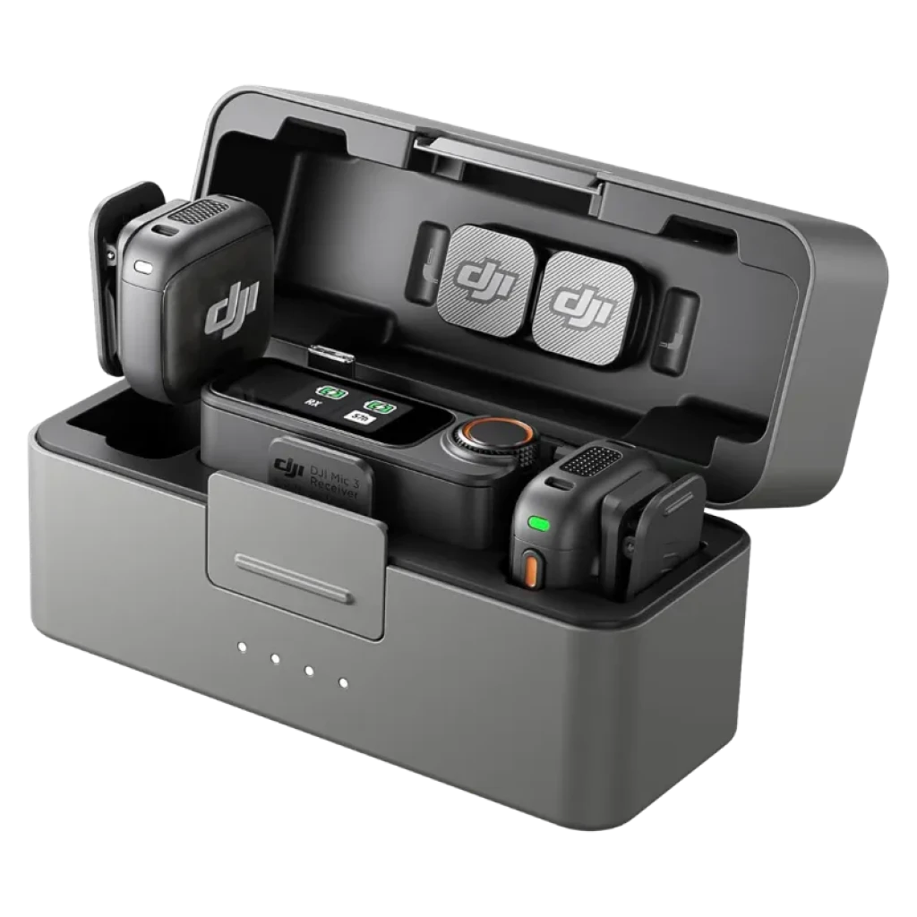 DJI Mic 3 con 2 transmisores, receptor y estuche de carga
