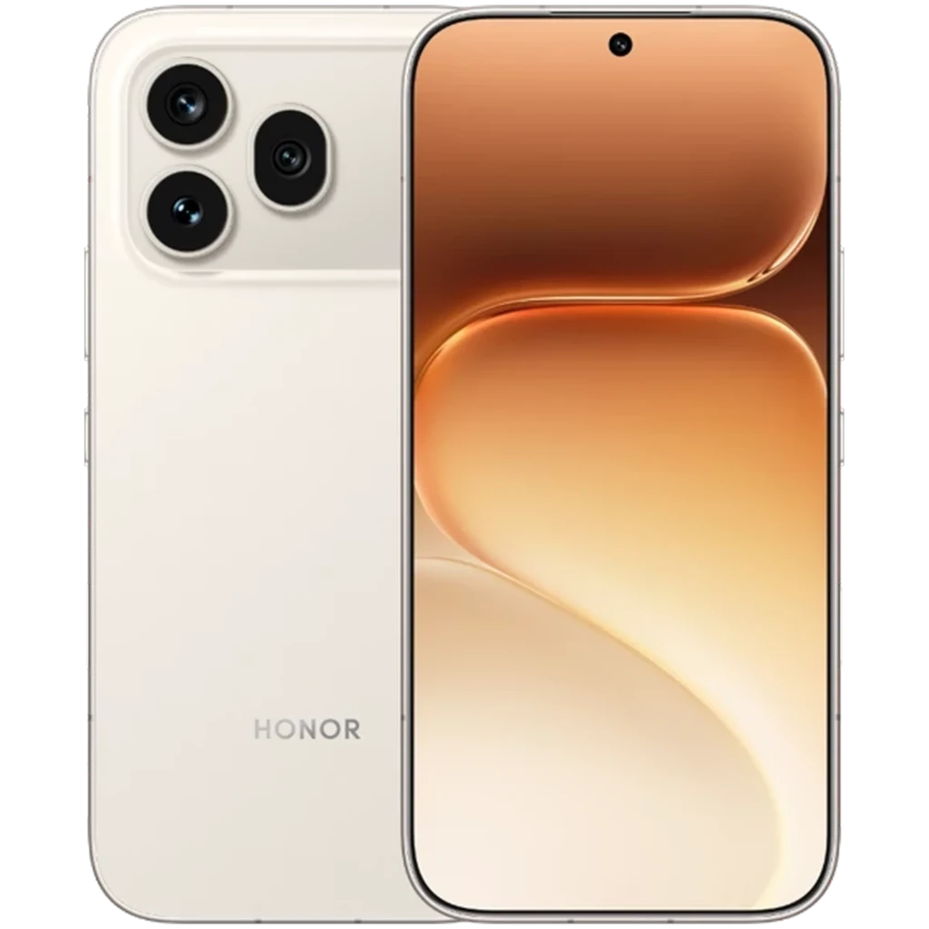 Honor 600 Pro 5G 12GB/512GB Golden White, frontal y trasera con módulo de cámara de 200MP