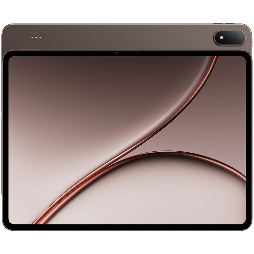 OnePlus Pad 4 WiFi 13.2 pulgadas en color Dune Glow, pantalla casi sin bordes, cámara trasera ovalada con flash y marco metálico elegante