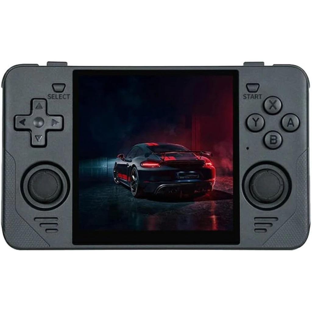 Powkiddy RGB30 Negro, consola portátil con pantalla cuadrada, cruceta, botones ABXY, dos joysticks analógicos y gatillos superiores en carcasa mate