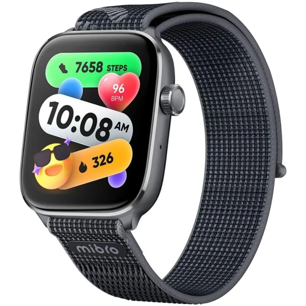 Mibro Watch Fit 1,75 pulgadas AMOLED con correa textil negra, pantalla curva colorida, GPS integrado, resistencia 5 ATM y autonomía hasta 8 días