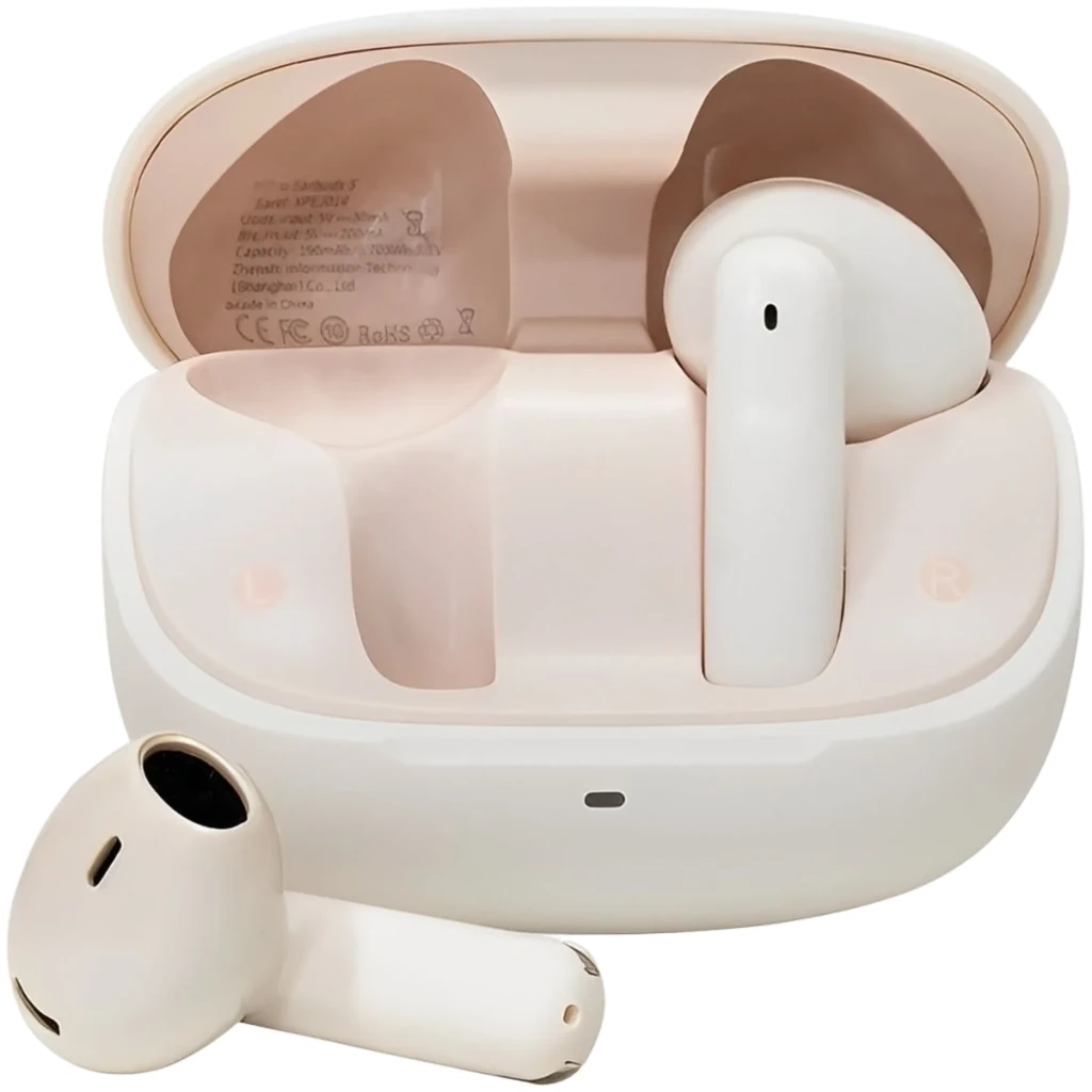 Mibro Earbuds 5 Inalámbricos IPX4 30 h Rosa con estuche de carga brillante, dos auriculares intraurales L y R, diseño compacto y acabado negro pulido
