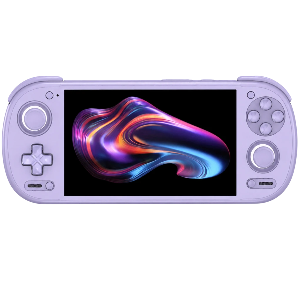Retroid Pocket 6 Stick TOP AMOLED 256 GB Lila con carcasa translúcida, pantalla AMOLED vibrante, cruceta y botones frontales, diseño portátil retro