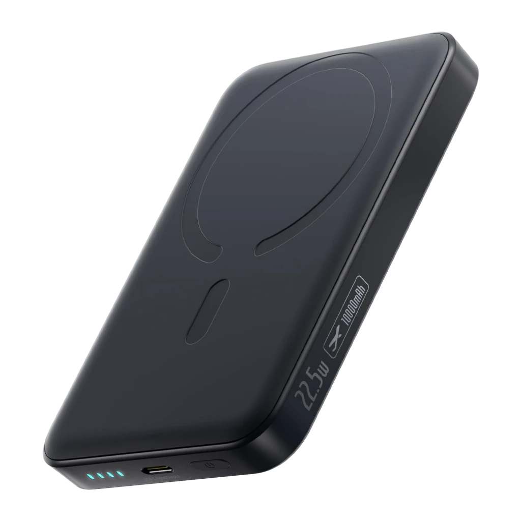 Power Bank Baseus EnerFill FM11 Ultra Mini 10000mAh 22.5W negro con anillo MagSafe magnético, indicador LED lateral y puerto USB-C en cuerpo compacto matte