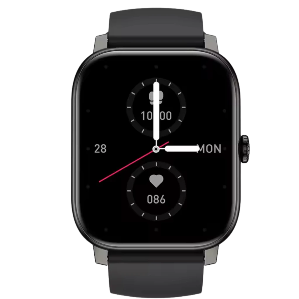 Zeblaze Btalk 3 Pro Smartwatch negro con pantalla AMOLED 1,43, caja rectangular, bisel metálico, corona lateral y correa de silicona; IP68 y batería 14 días
