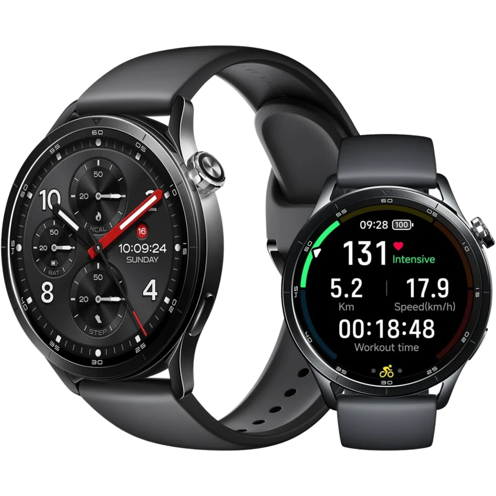 Xiaomi Watch S5 46mm negro: caja redonda metálica, pantalla AMOLED 1,48 con bisel fino, correa de silicona gris, dos botones laterales y esfera deportiva