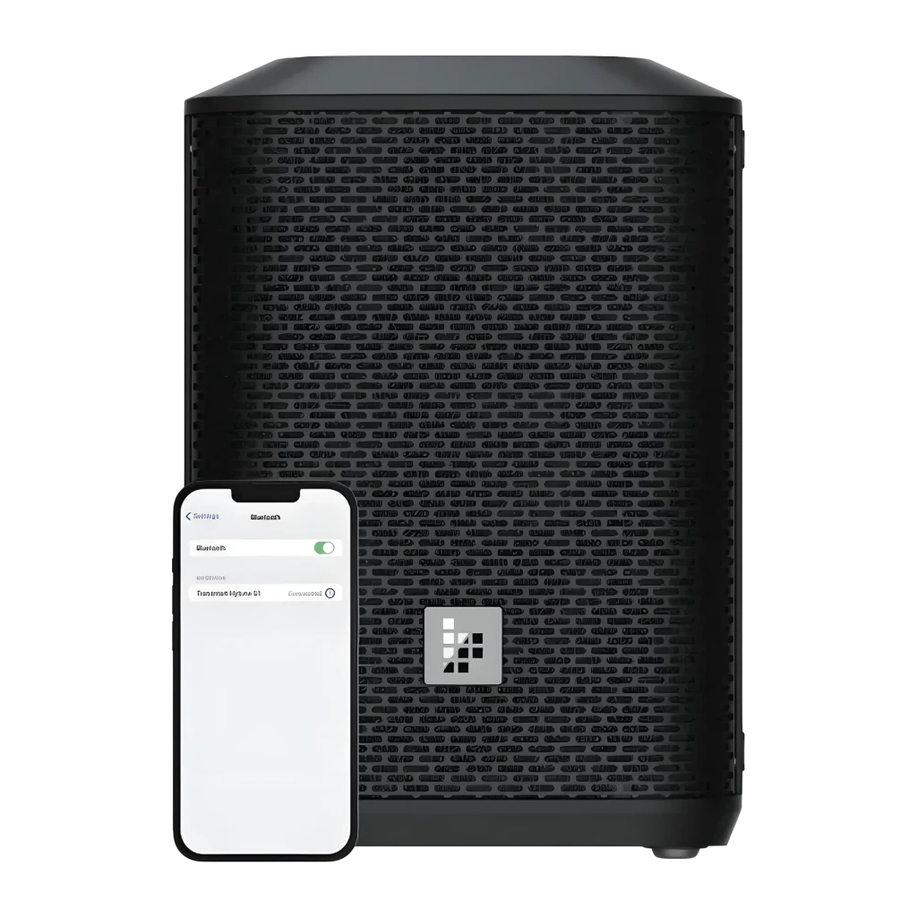 Altavoz PA Tronsmart Hytune S1 200W con rejilla metálica negra, panel superior inclinado, logo frontal, conectividad Bluetooth y control desde smartphone
