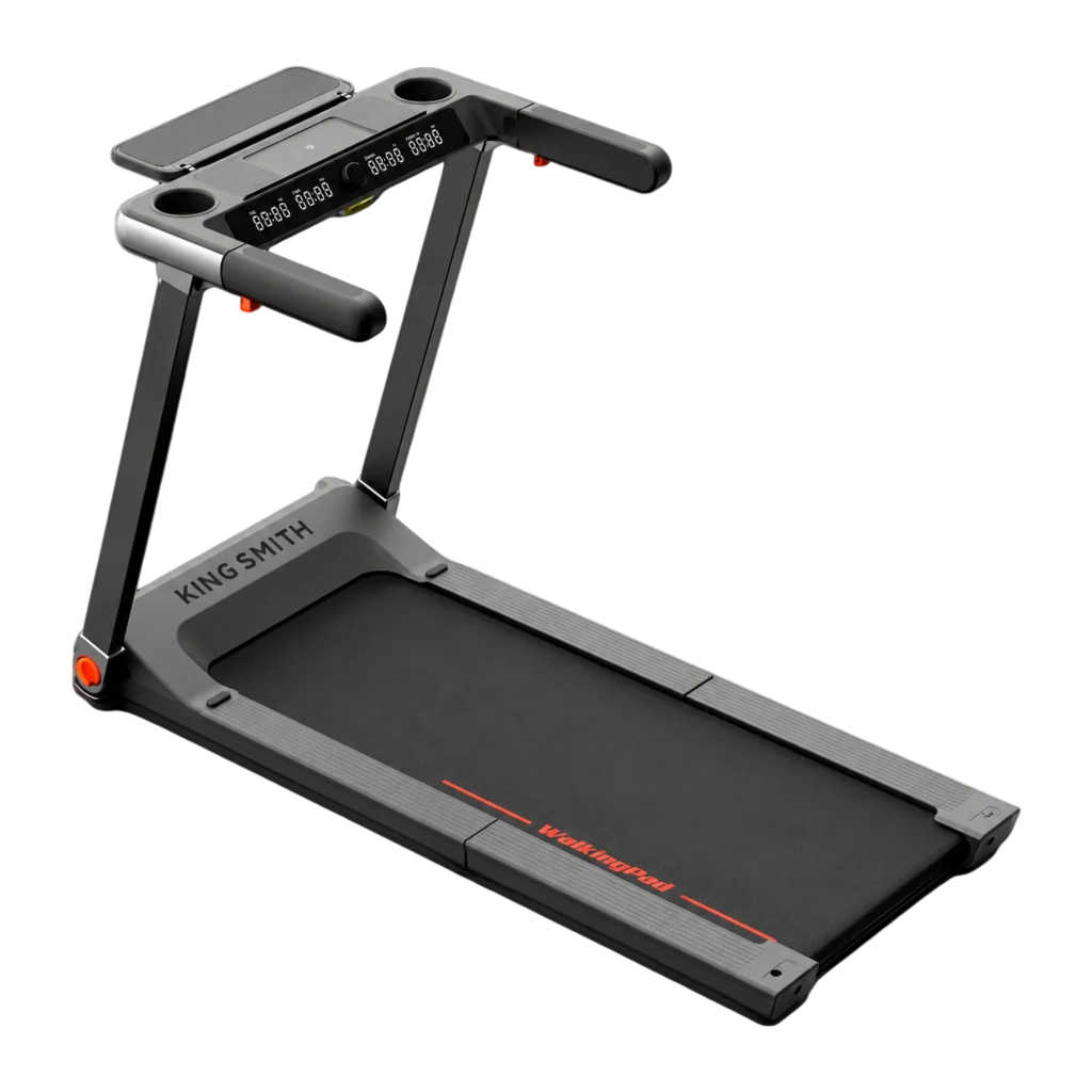 Cinta de correr Kingsmith WalkingPad G2 Plus Plegable 551,6W en negro, diseño compacto con pasamanos, pantalla LED en la consola y banda con detalle rojo
