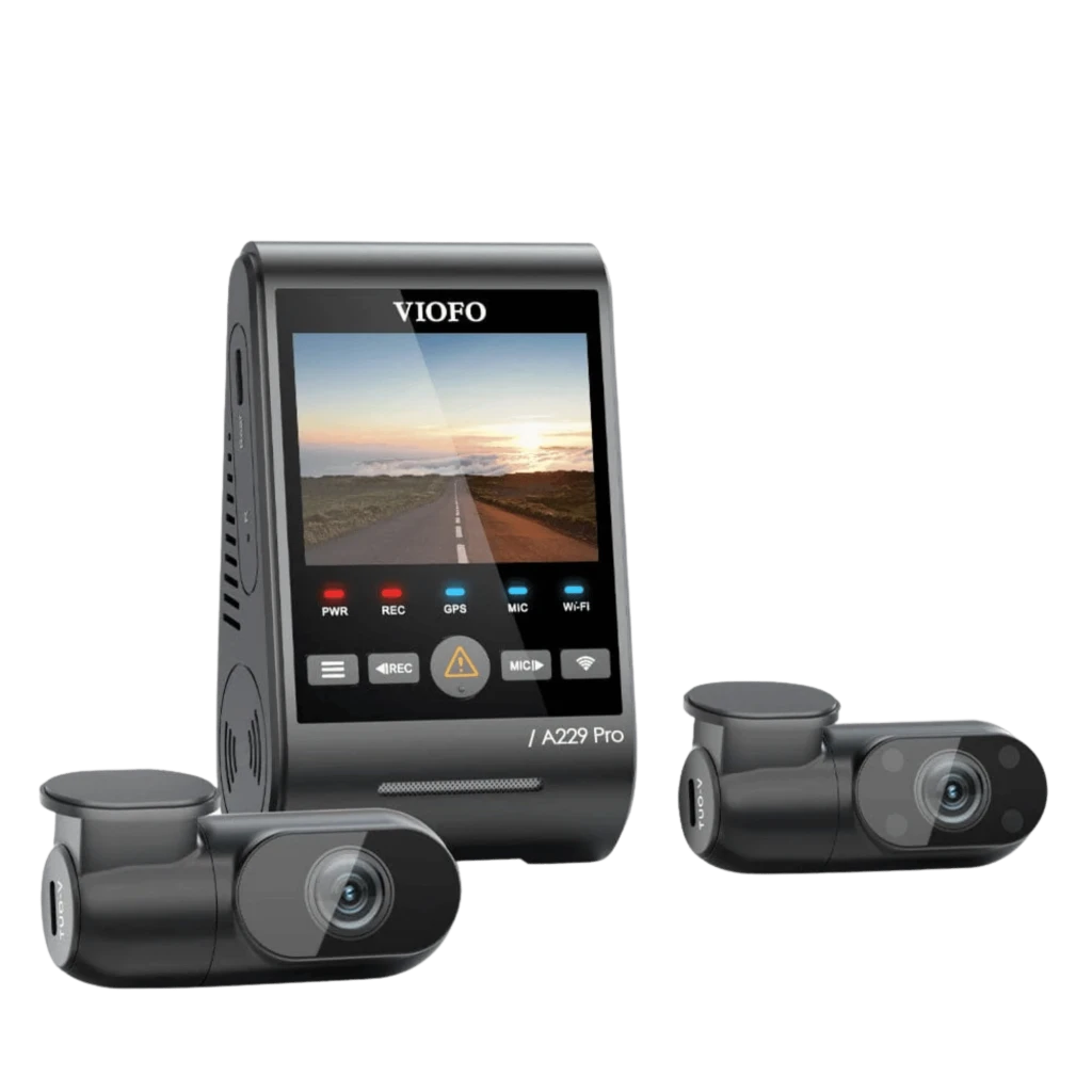 Dashcam VIOFO A229 Ultra 3CH con pantalla, dos cámaras compactas adicionales, grabación 4K, WiFi 5 GHz y módulo GPS integrado