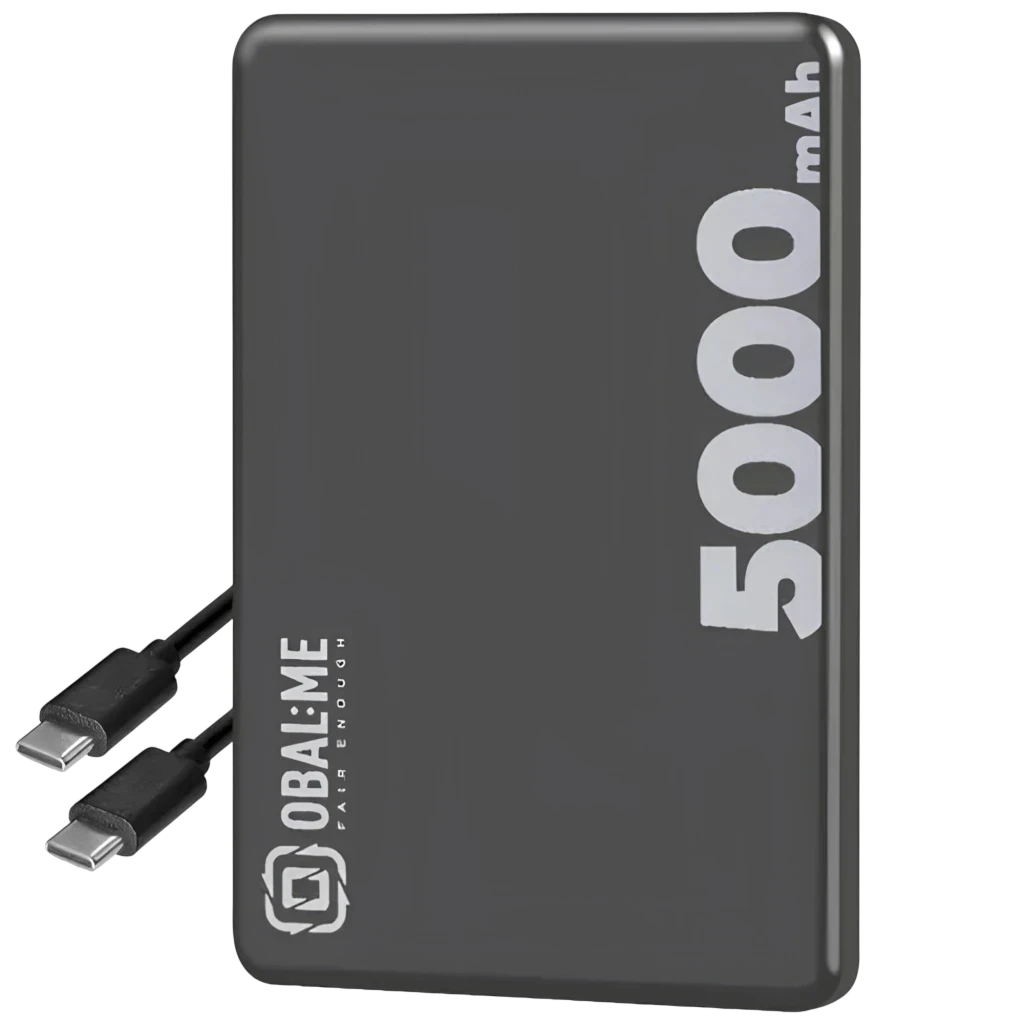 Powerbank OBAL:ME MagNetix negro 5000mAh, 15W, compacto con puerto USB-C y compatibilidad MagSafe; incluye cable USB-C a USB-C.