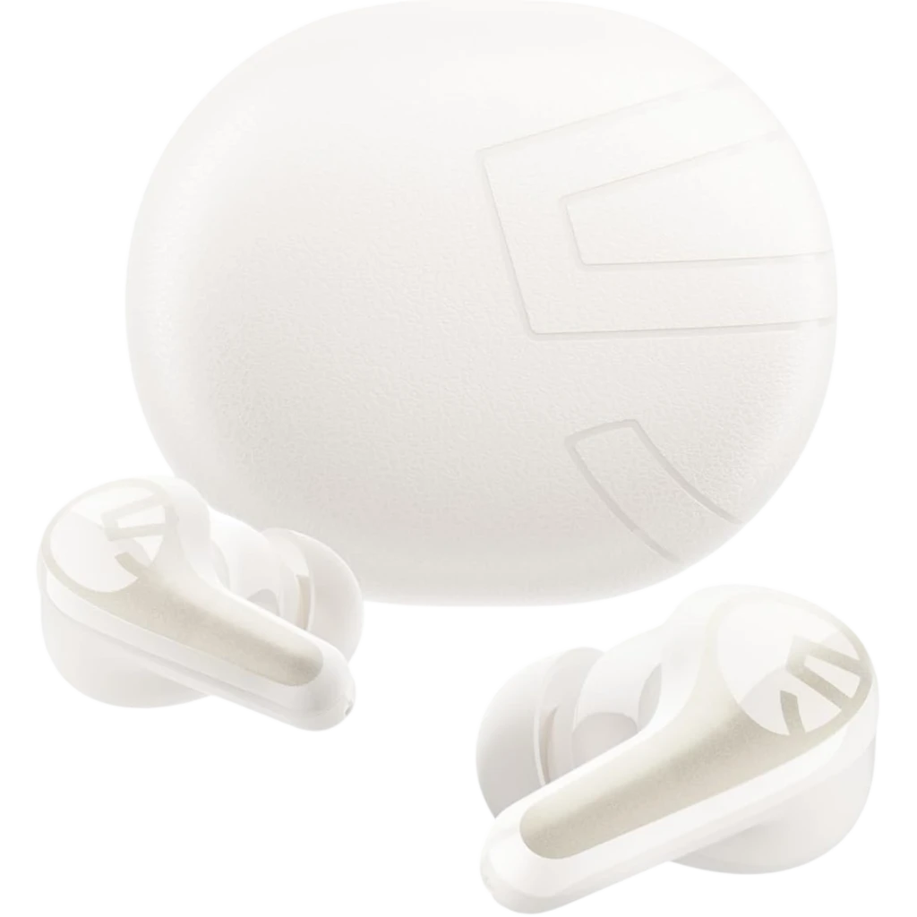 SoundPEATS C30 Auriculares Bluetooth Beige con estuche compacto ovalado, acabado mate, dos earbuds intrauditivos con aletas de sujeción y detalles en relieve