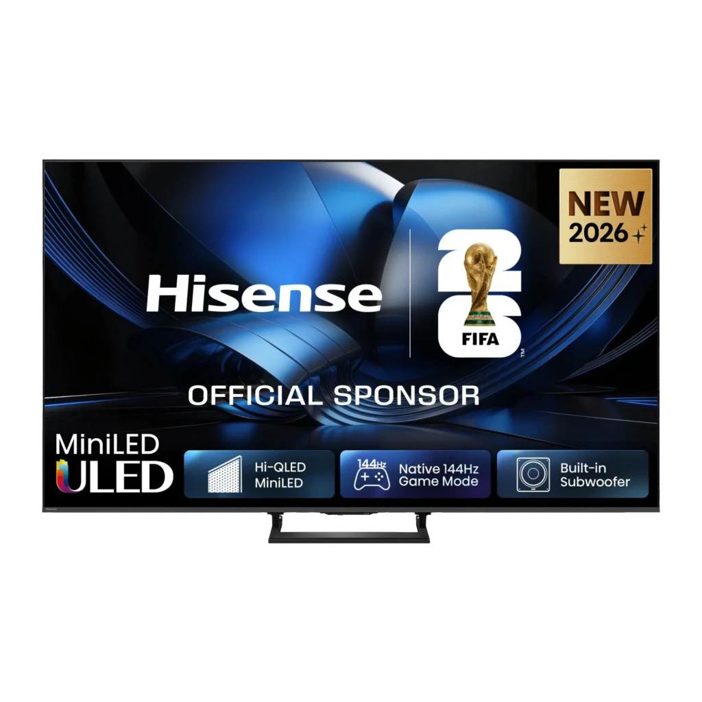 Televisor Hisense 65U7SE 65 pulgadas con panel Mini LED ULED, 4K, 144Hz, modo juego, subwoofer integrado y biseles delgados en acabado negro
