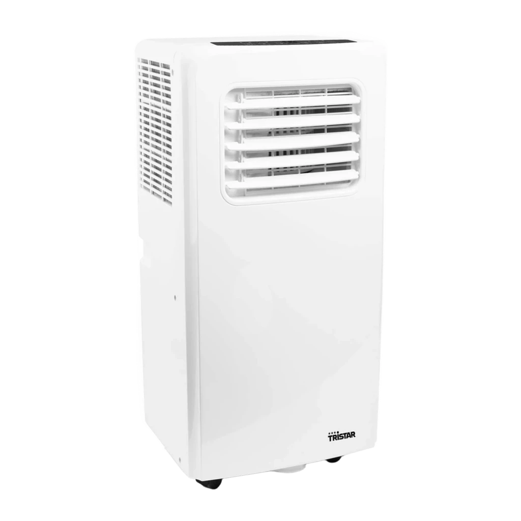 Aire Acondicionado Portátil TriStar AC-5707 7000 BTU blanco con rejilla frontal ajustable, rejillas laterales de ventilación y ruedas inferiores, 785W con