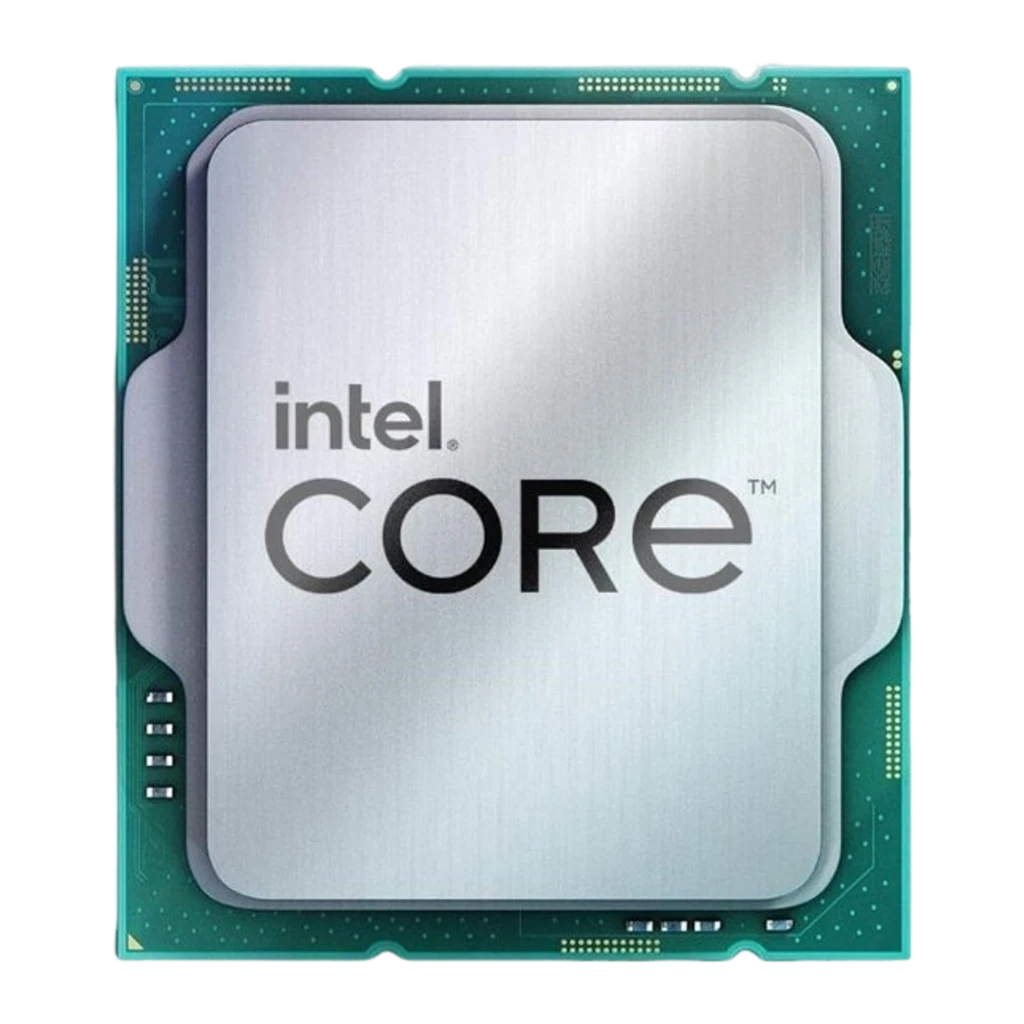 Intel Core i7-14700KF, vista frontal: IHS plateado con logo Intel Core y PCB verde con contactos