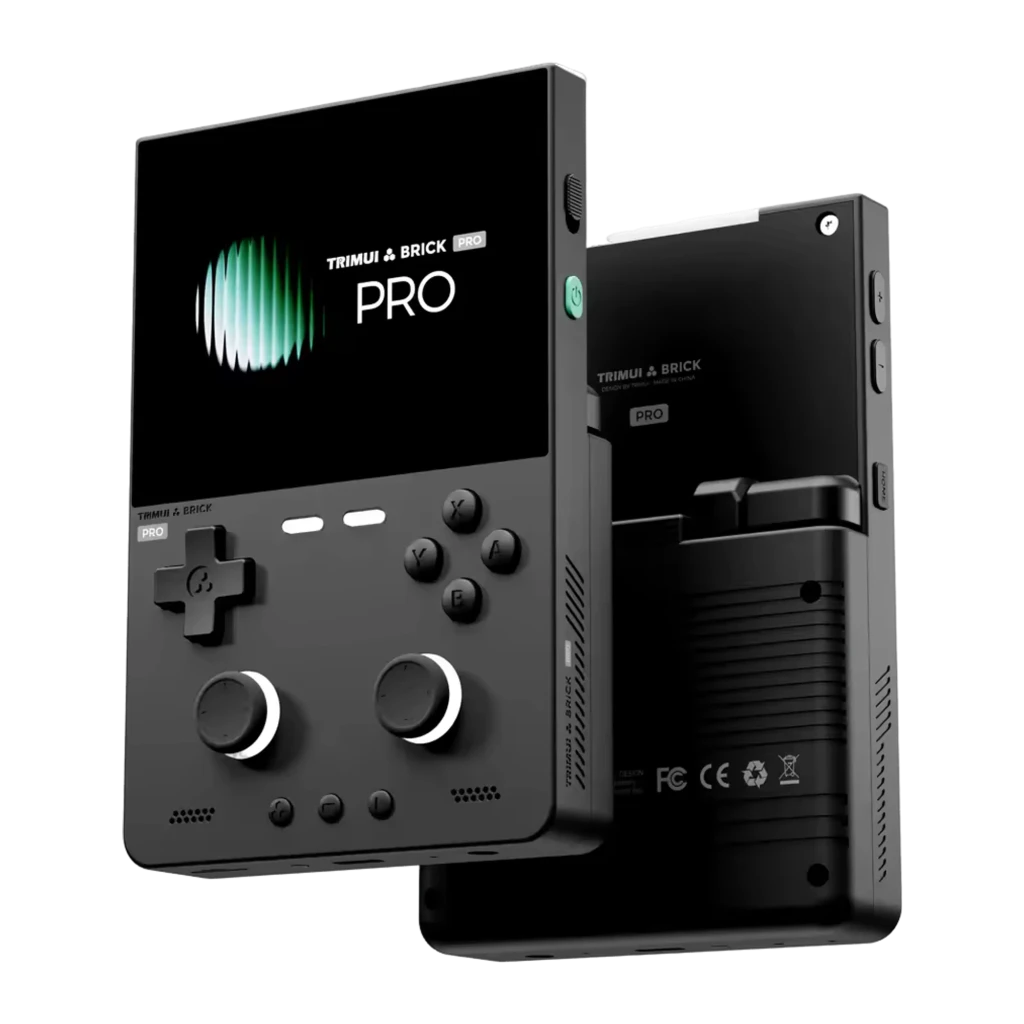 Consola portátil Trimui Brick Pro 1GB/64GB Negro con pantalla a color, cruceta, dos joysticks, botones frontales y laterales, diseño compacto y retro elegante