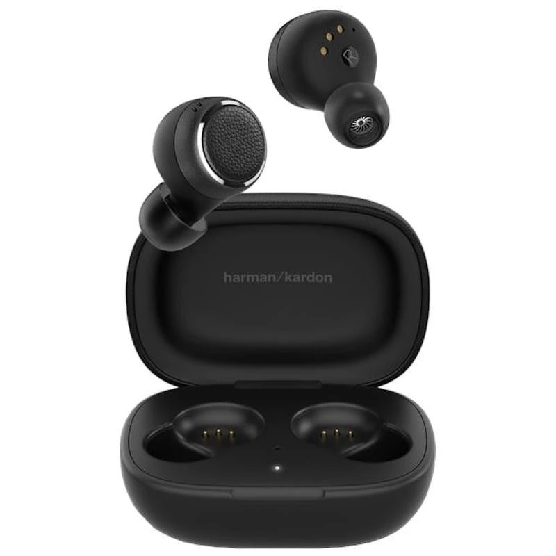 Harman Kardon FLY TWS Auriculares Bluetooth desprecintado con estuche de carga negro, diseño in ear, acabado premium y puntas de silicona intercambiables