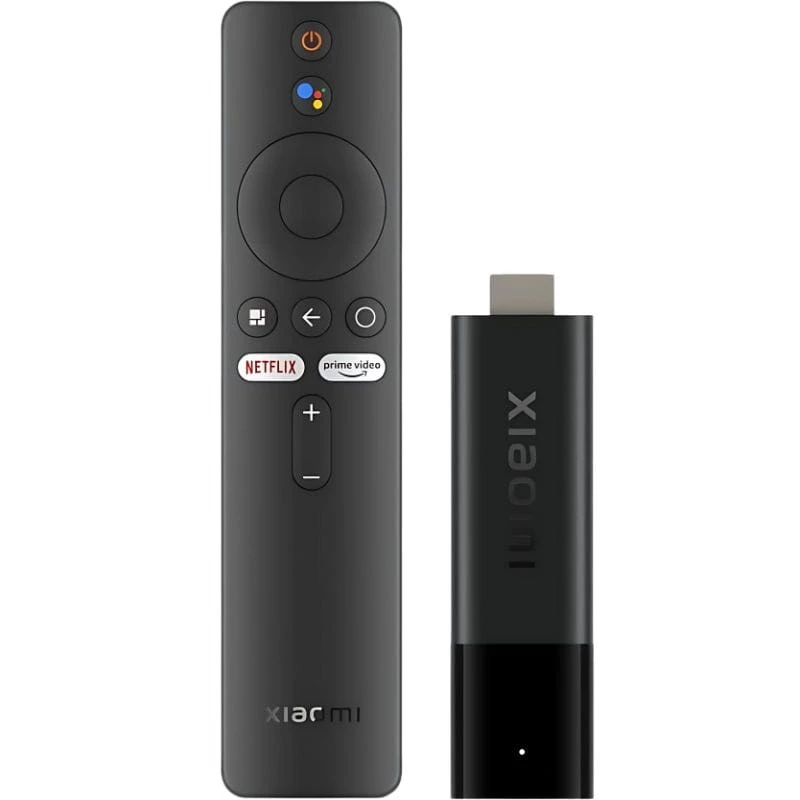 Xiaomi TV Stick 4K Edición 2024 con dongle HDMI negro y mando Bluetooth; botones Netflix y Prime Video, soporte 4K Ultra HD, Wi-Fi 6, Dolby Vision/Atmos,