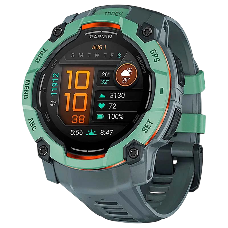 Garmin Instinct 3 AMOLED 50mm Verde con Correa Gris