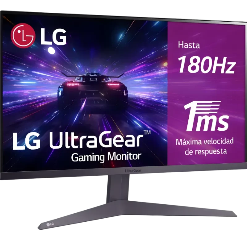 Monitor LG 24GS50F-B de 24 pulgadas Full HD, panel LCD, biseles delgados, soporte angular, frecuencia hasta 180 Hz y tiempo de respuesta de 1 ms