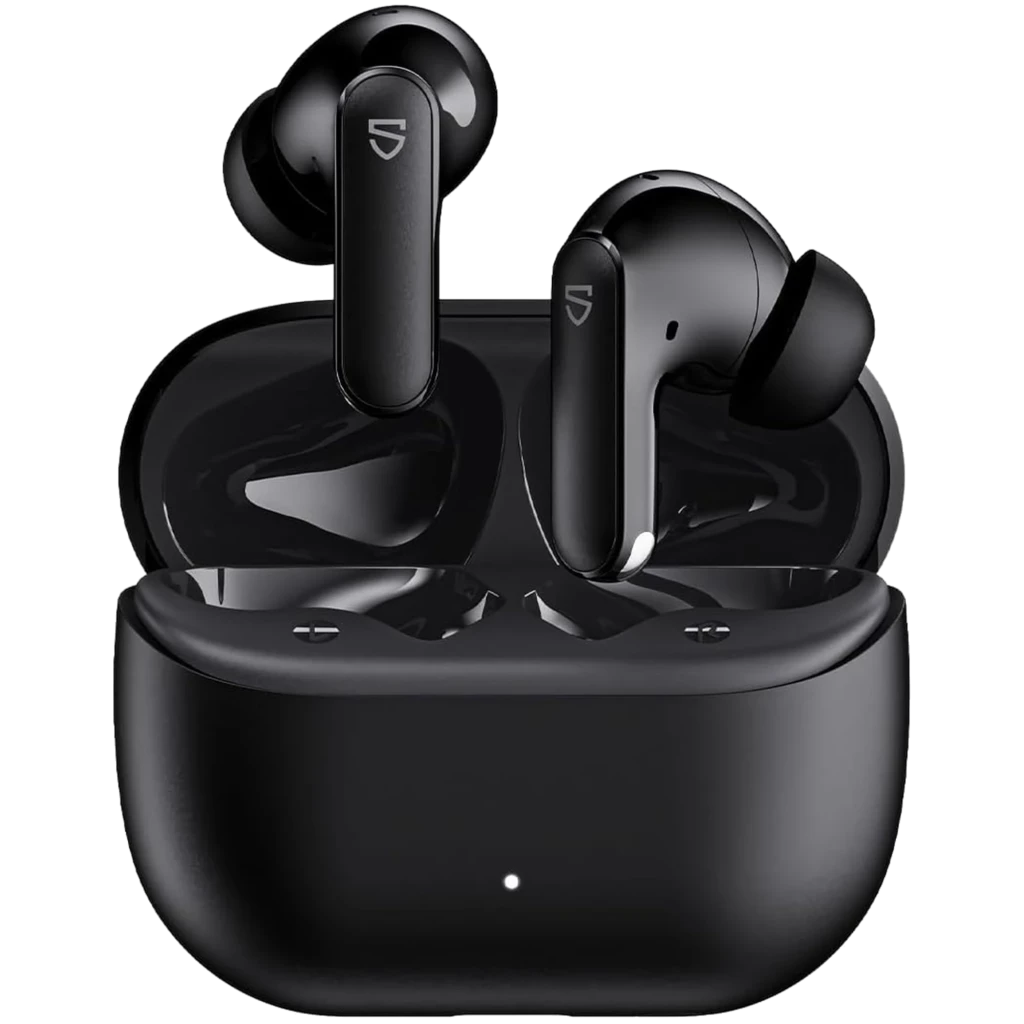 Soundpeats Q3 PRO Negro con estuche de carga mate; auriculares intraurales con puntas de silicona, tallos alargados y luz LED frontal en el estuche