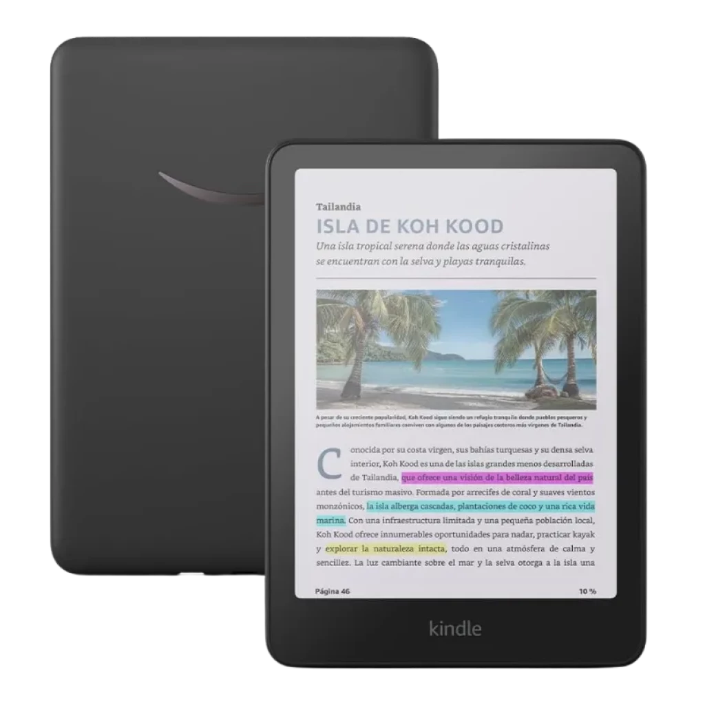 Amazon Kindle Colorsoft 7 pulgadas a color, 16GB; pantalla a color sin reflejos, cuerpo negro, bordes finos y texto nítido con imágenes vívidas