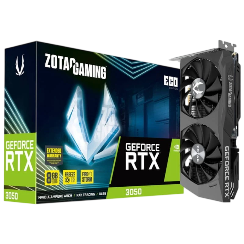 Zotac Gaming GeForce NVIDIA RTX 3050 Eco 8GB GDDR6 Negro - Tarjeta Gráfica